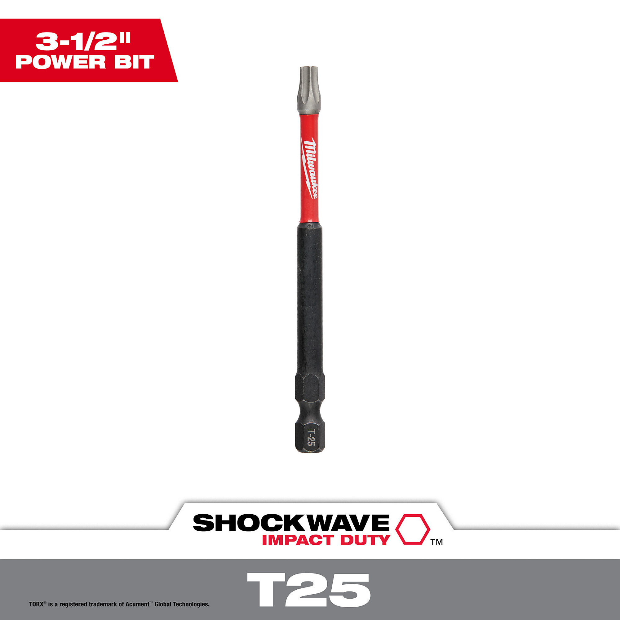 Milwaukee Shockwave Impact Duty Driver Bit, 3.5in., Torx T25, Model# 48-32-4561